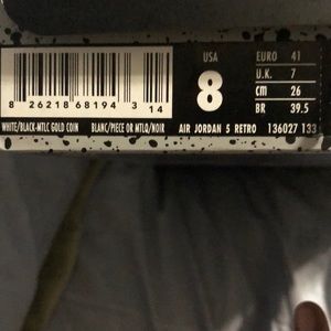 Retro 5 Jordan’s size 8 men’s worn 8 times bent up